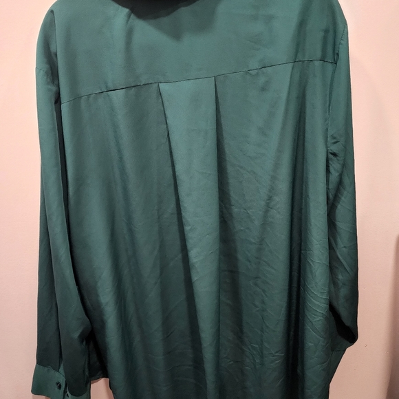Women's LANE BRYANT Sz 26/28 bottom down long sleeve blouse green - Picture 9 of 10